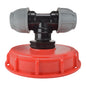 IBC cap kit with 25mm MDPE tee: red base, grey caps, black T-joint
