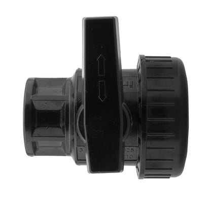 PP valve side view with arrow indicator and ¾" BSP DN25 PN10 markings