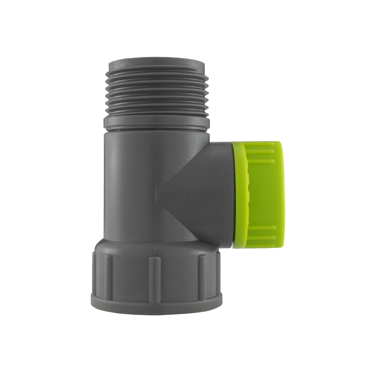 3/4" BSPM-F tap adapter with valve, grey elbow connector and lime side cap