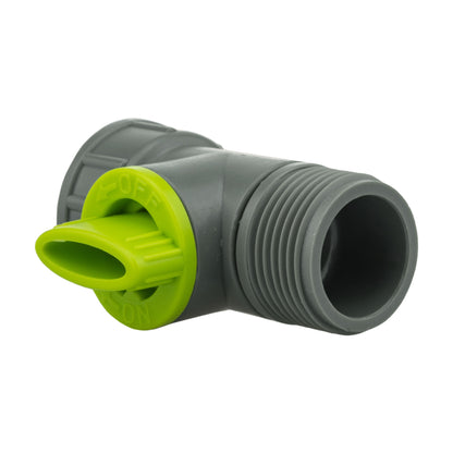 Tap adapter valve, 3/4" BSPM-F, grey body with lime lever and outlet end