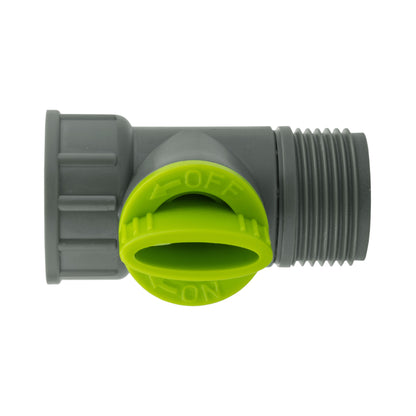 Tap adapter valve, lime shutoff with oval lever, grey body and threaded outlet