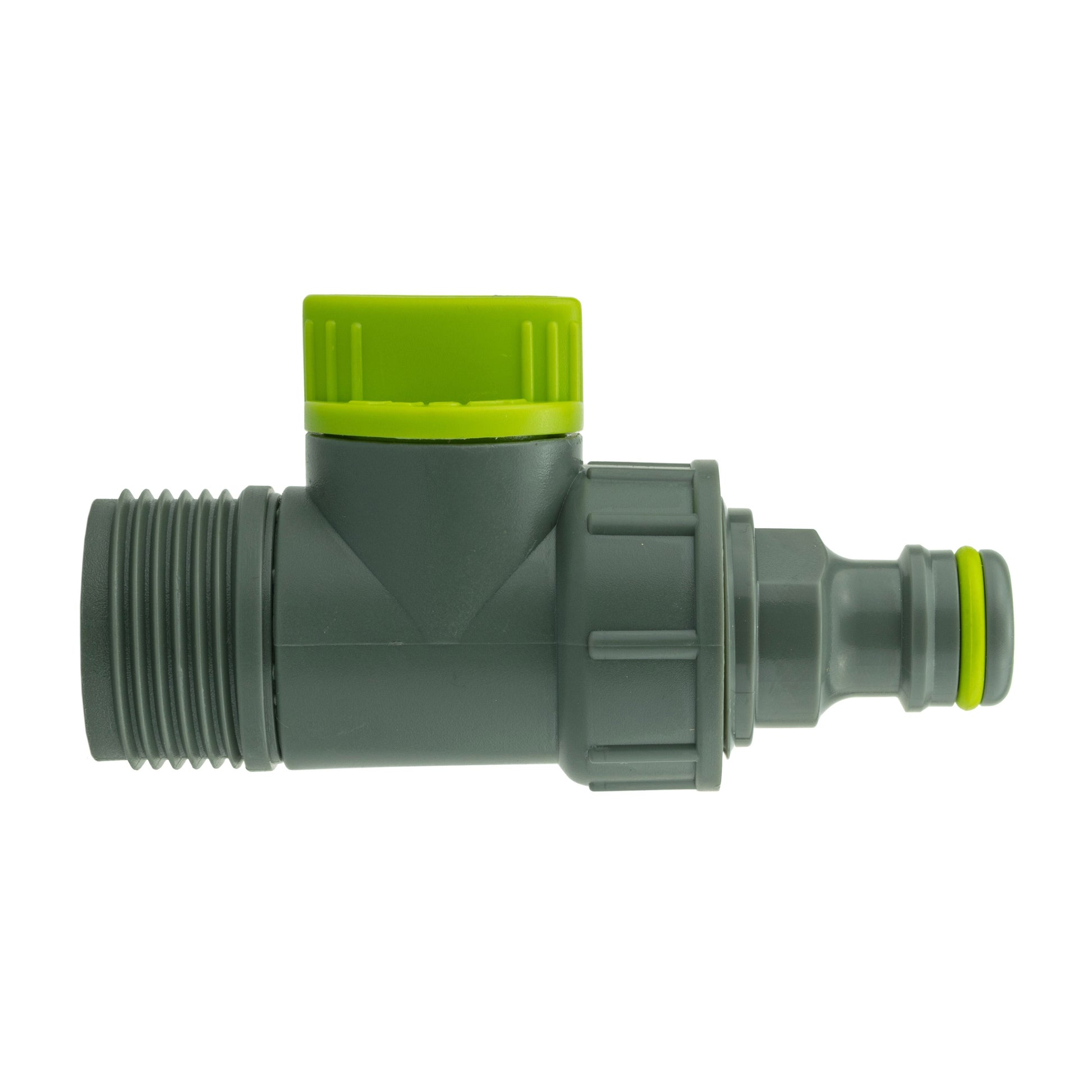 MDPE wall flange kit with quick connector valve, dark grey body and green cap