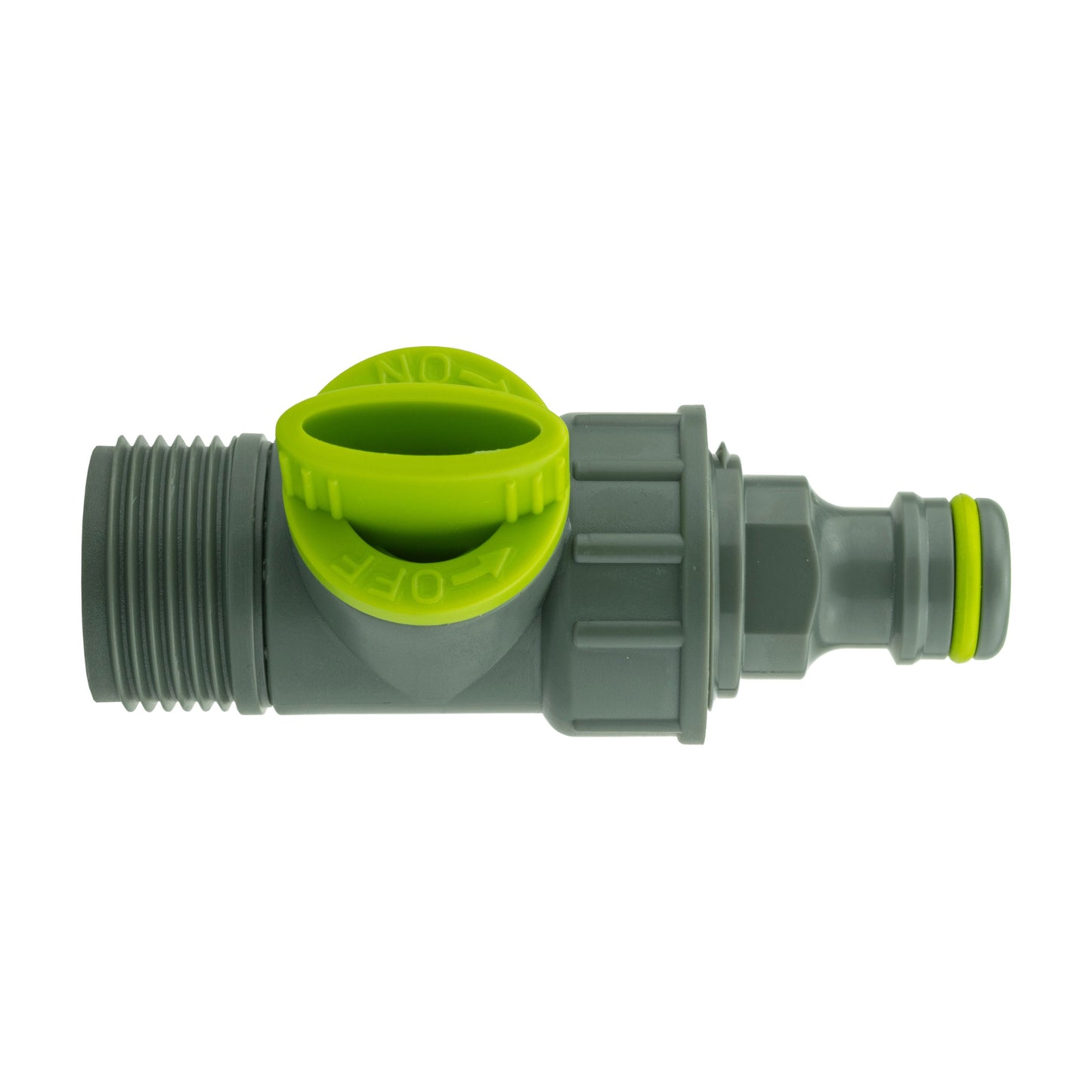 Quick connector valve on 32mm wall flange kit, dark grey body with green connector cap