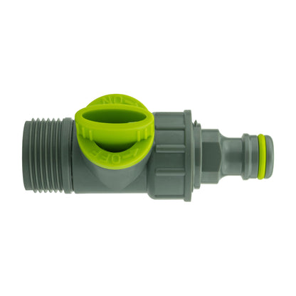 Quick connector valve on 32mm wall flange kit, dark grey body with green connector cap