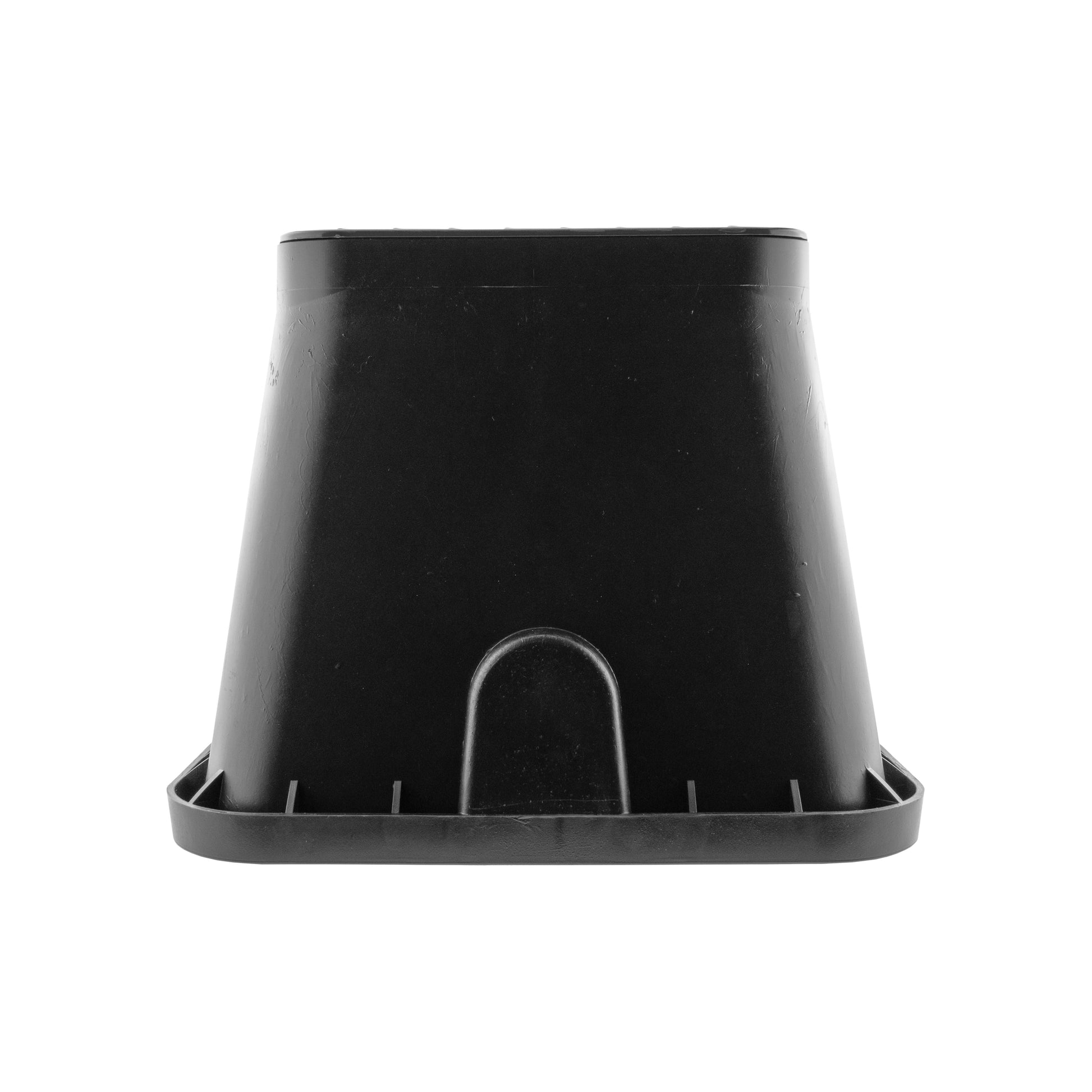 Standard valve box 51x38cm, front view of black funnel-style body