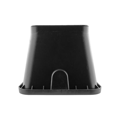 Standard valve box 51x38cm, front view of black funnel-style body