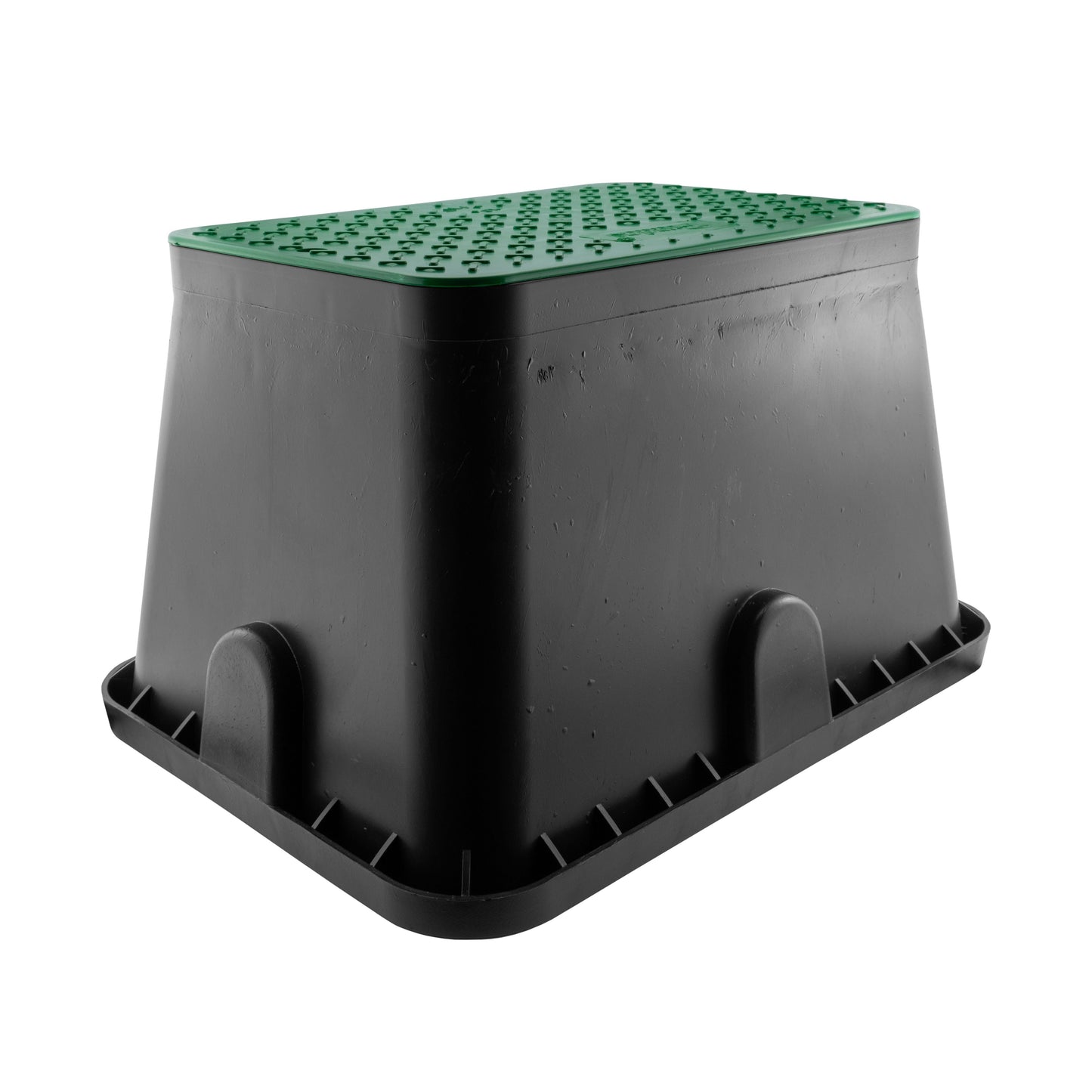 Standard valve box 51x38cm, black base with green perforated top panel