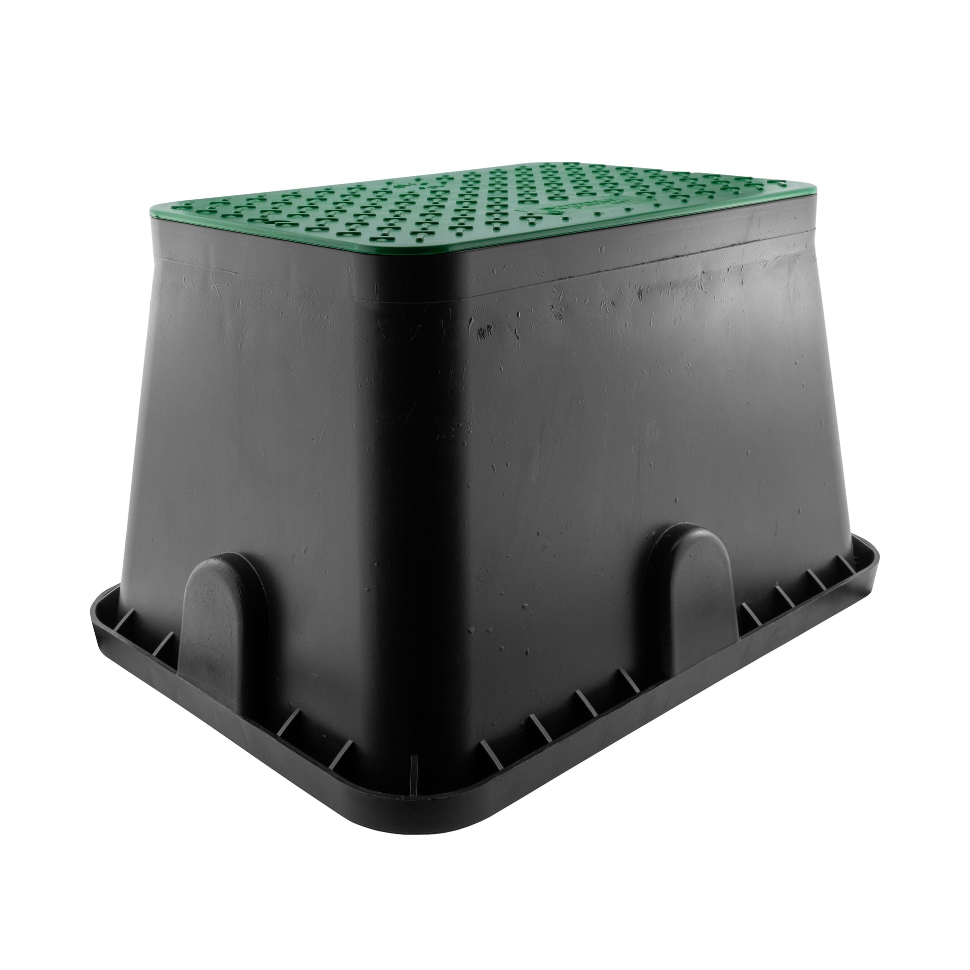 Standard valve box 51x38cm, black base with green perforated top panel