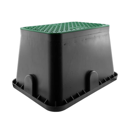 Standard valve box 51x38cm, black base with green perforated top panel