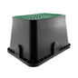 Standard valve box 51x38cm, black base with green perforated top panel