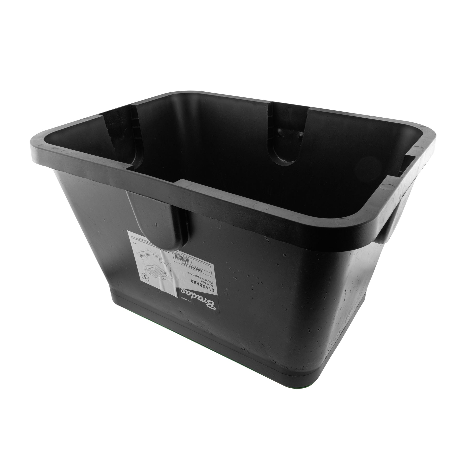 Black 51x38cm valve box with side grips and open top recess
