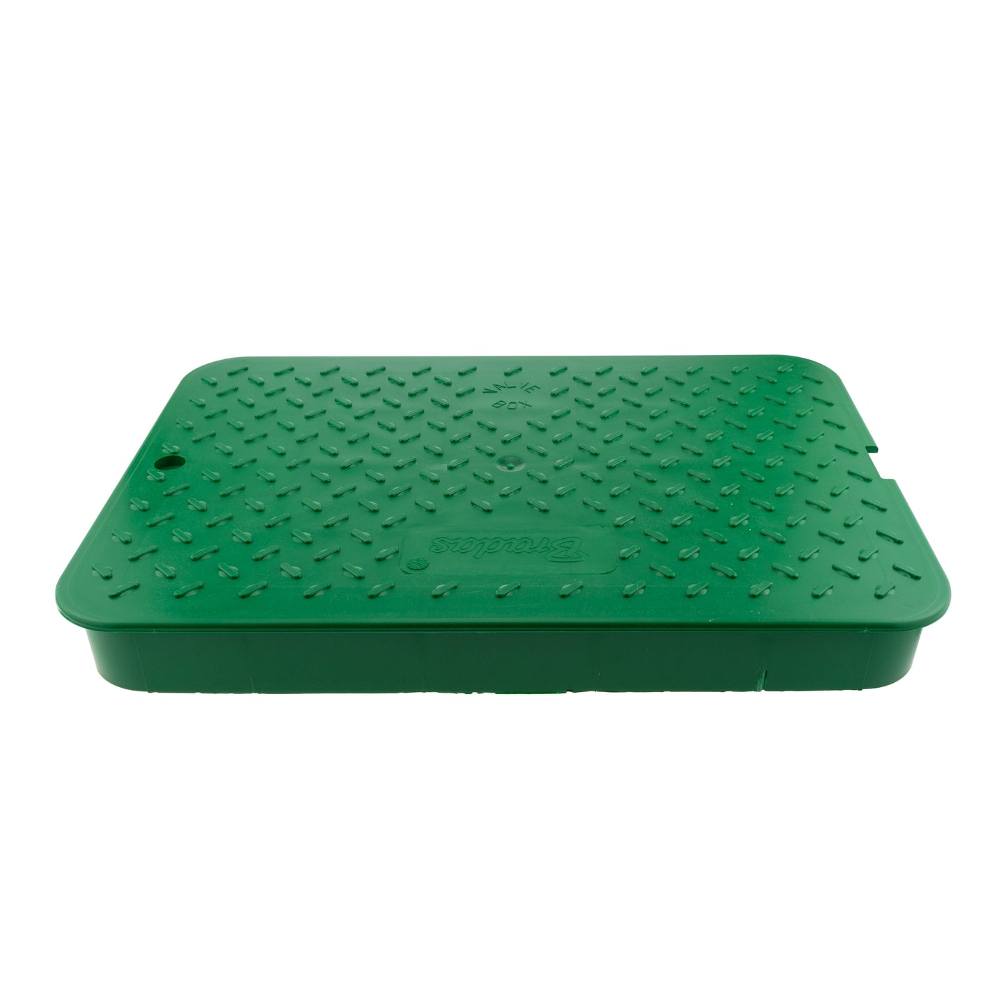 Green valve box lid only, studded top with embossed logo