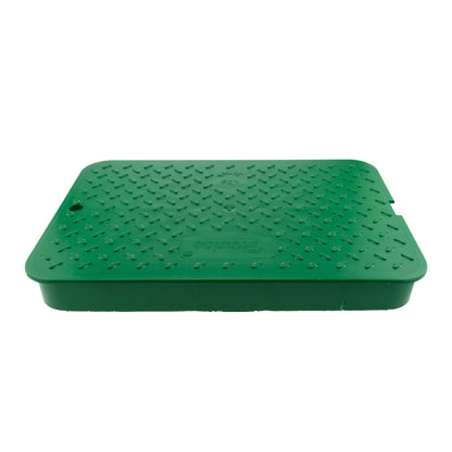 Green valve box lid only, studded top with embossed logo