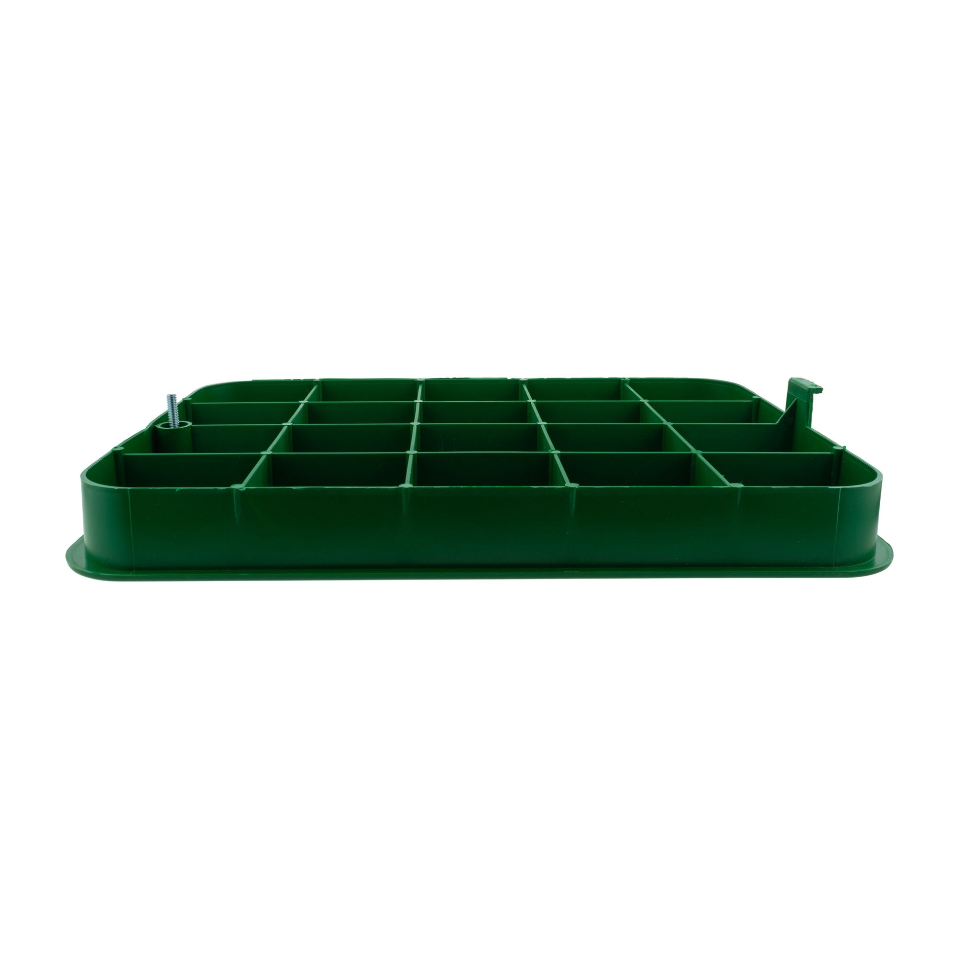Green valve box lid only underside with compartment grid and snap tabs