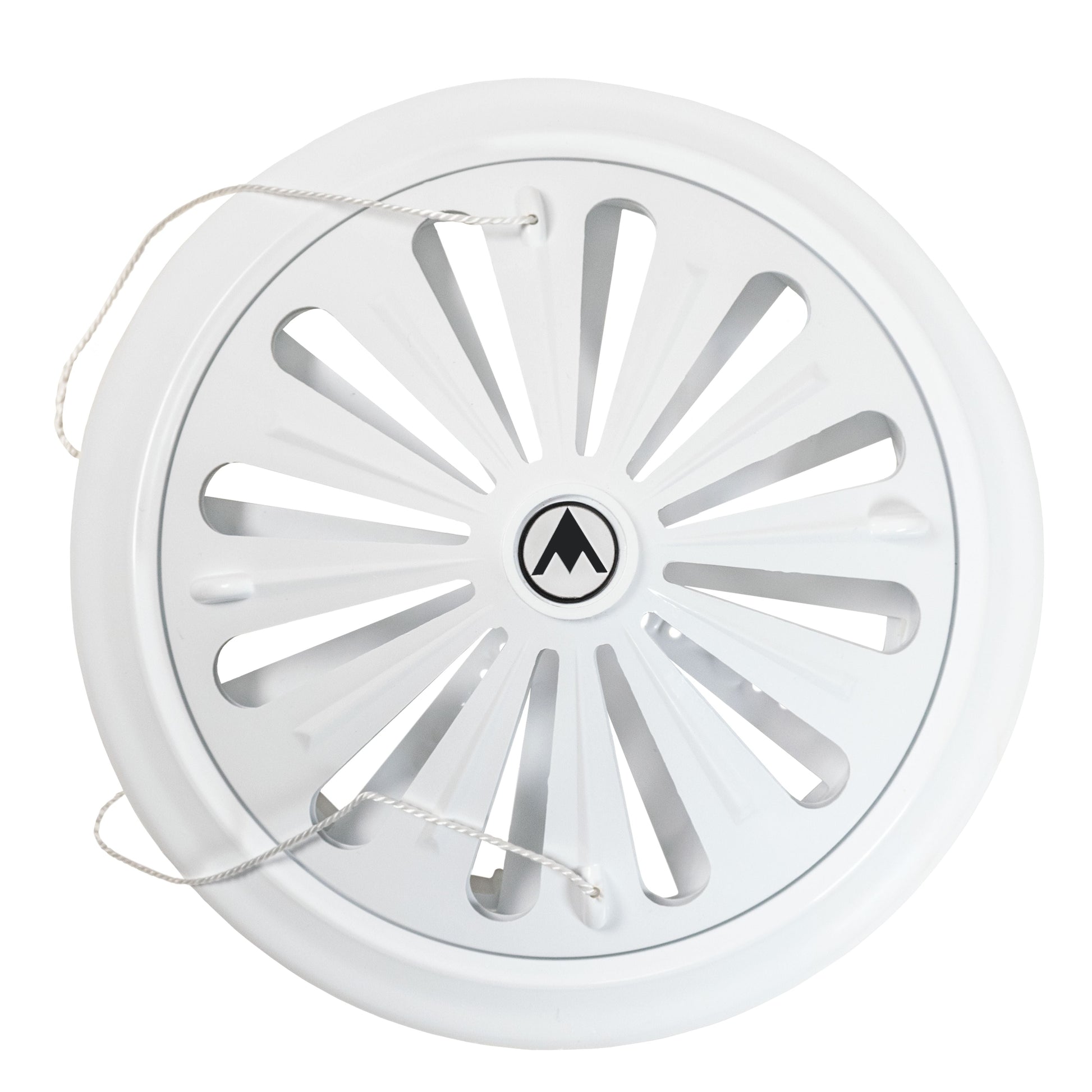 Adjustable louvre vent, round 80–160mm, white—front grille with radial louvers