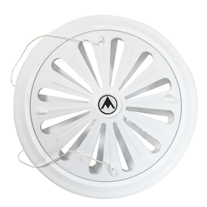 Adjustable louvre vent, round 80–160mm, white—front grille with radial louvers