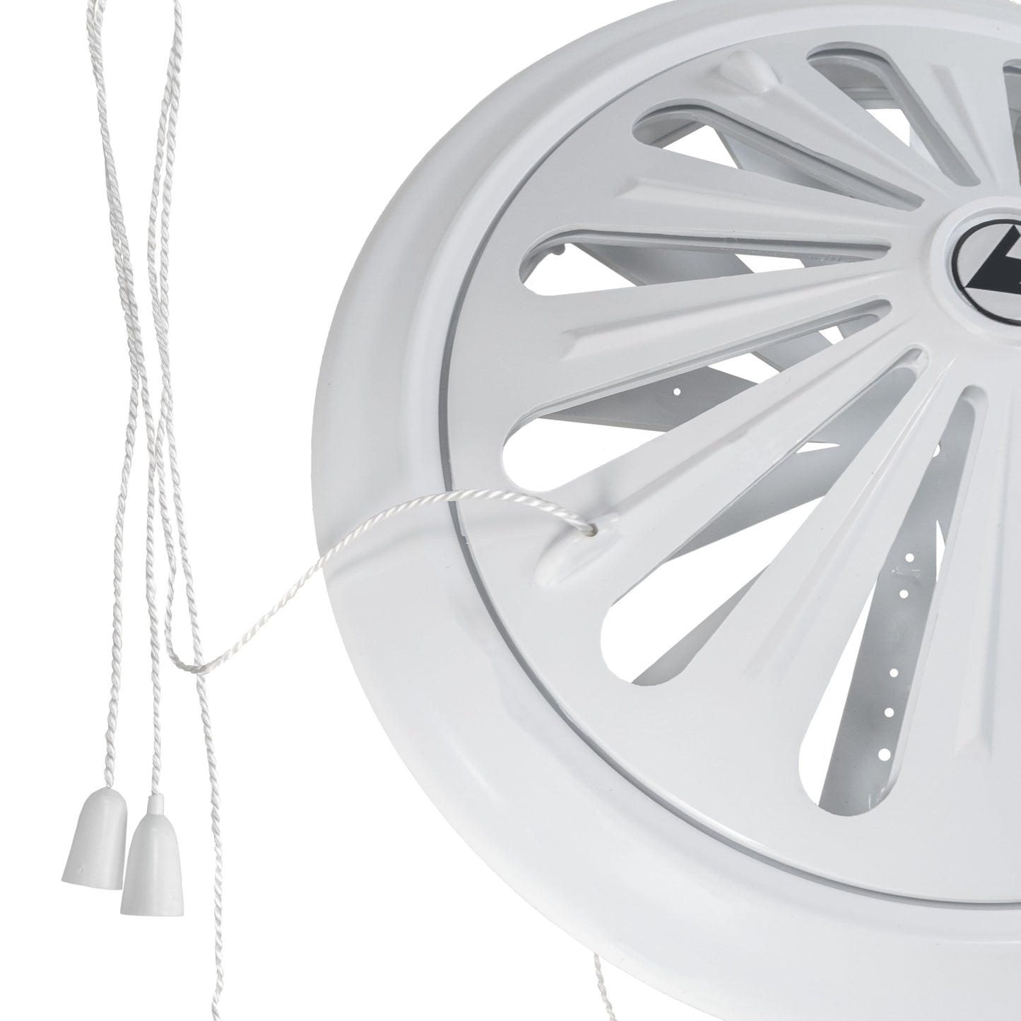 White round louvre vent with radial slots—side view of vent face and cord