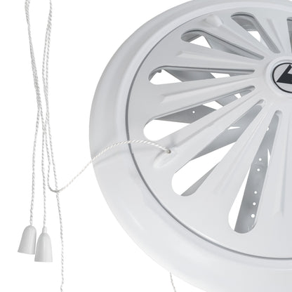 White round louvre vent with radial slots—side view of vent face and cord