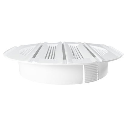 White round external vent cowl with slats and connection tube