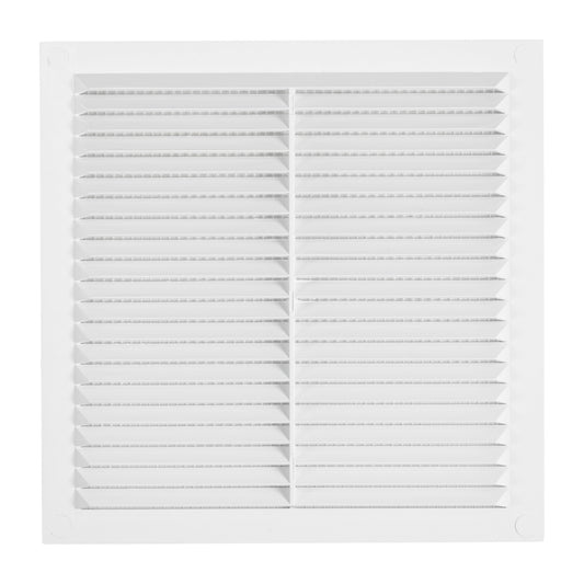 Louvre Vent 140mm x 140mm with fly screen, white horizontal slats