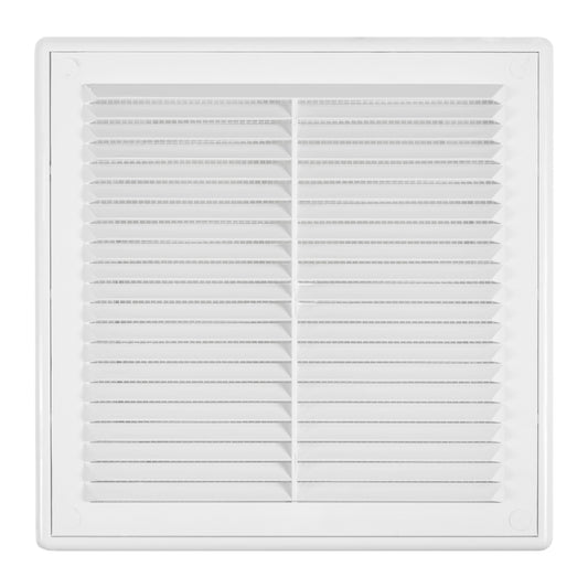 Louvre vent 150mm, white square grille with horizontal adjustable slats and central divider