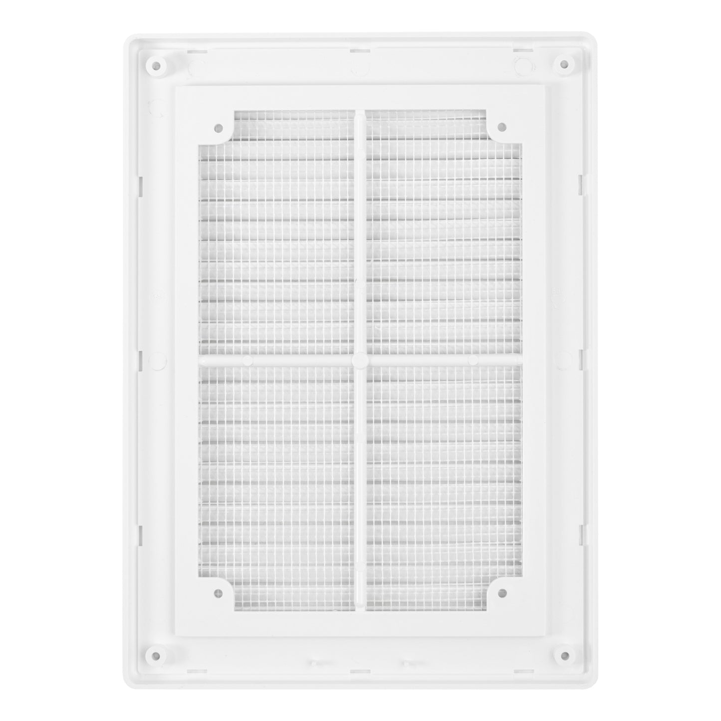 Back view of Louvre vent with fly screen mesh inside white frame