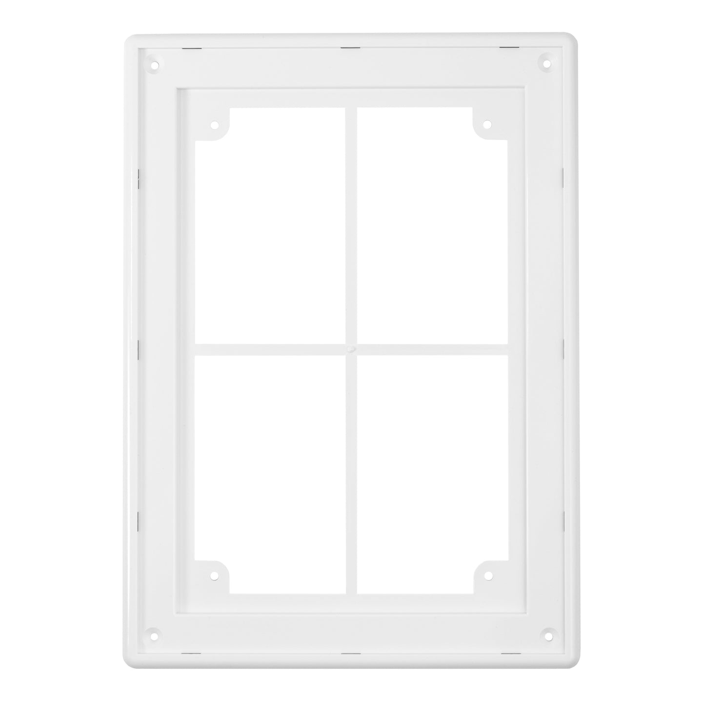 White Louvre vent outer frame opening with divider crossbars