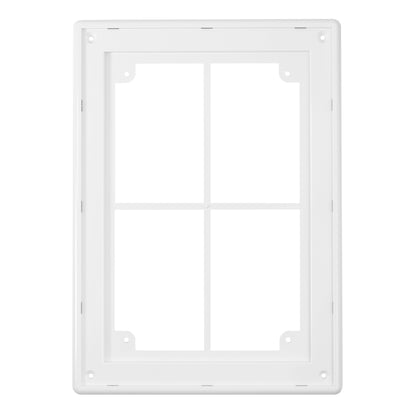 White Louvre vent outer frame opening with divider crossbars