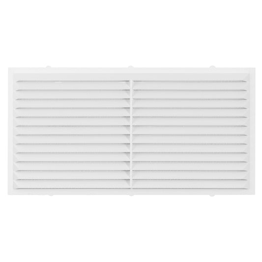 Louvre vent with fly screen, 220mm x 120mm, white louvred grille