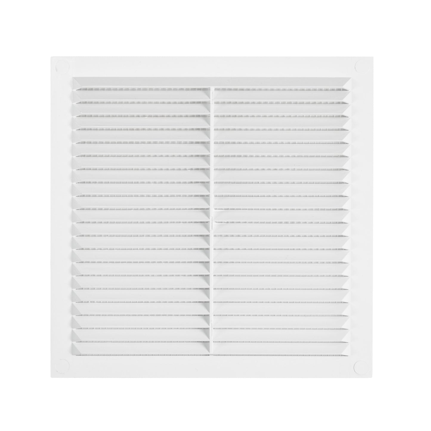 Louvre vent 235mm x 235mm with fly screen—white louvres in a square grille