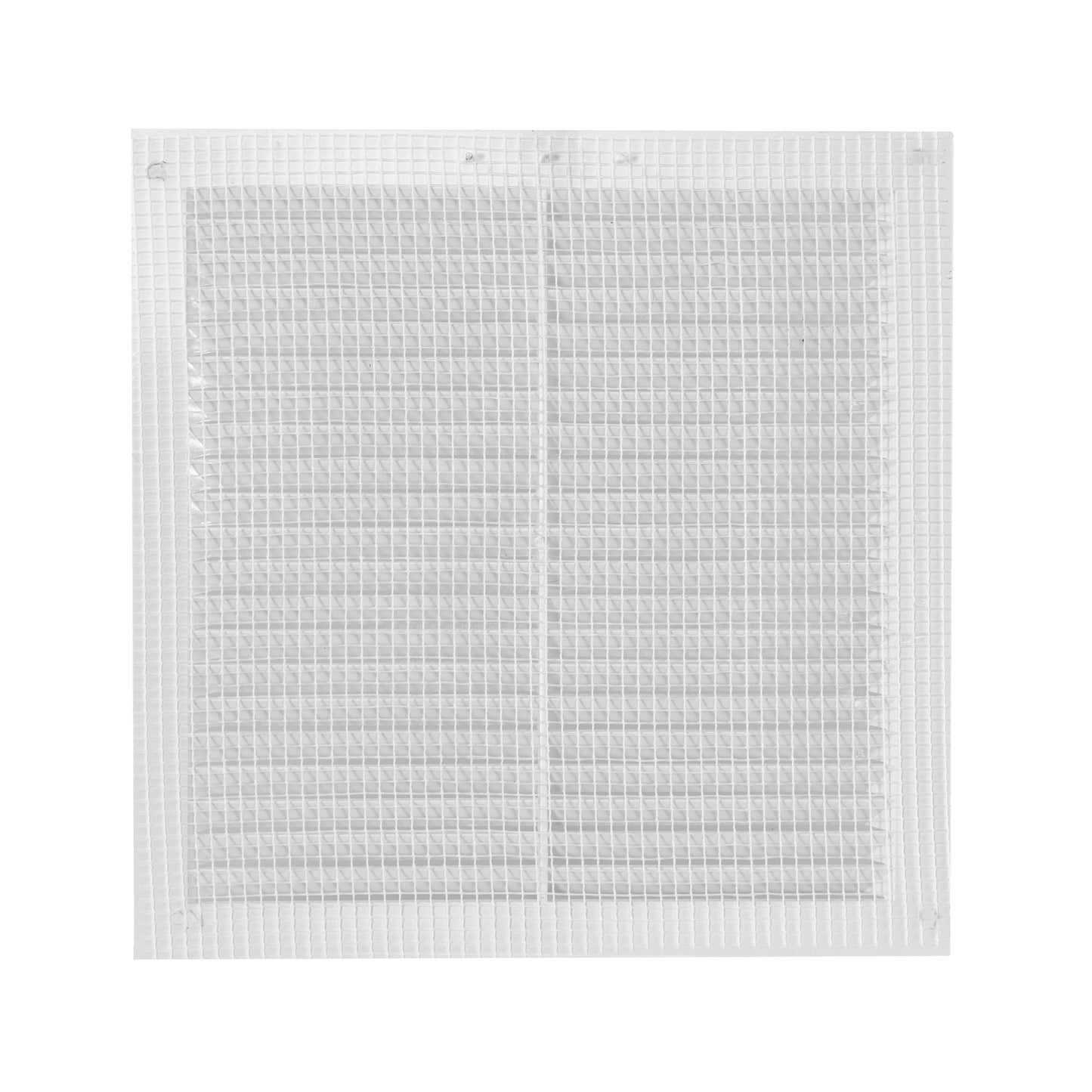 Close-up view of louvre vent with fly screen mesh covering the grille