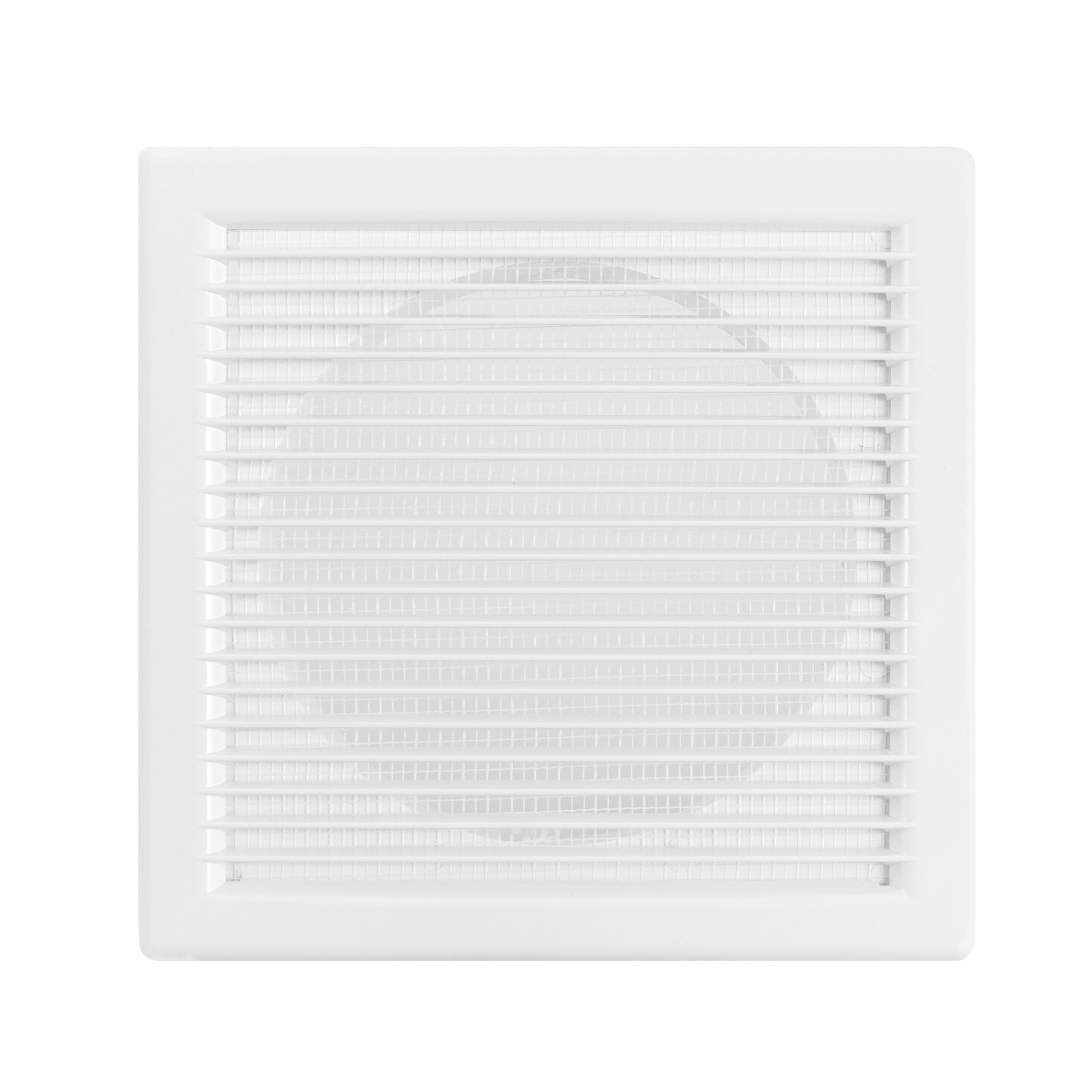 White square Louvre vent with horizontal grille and fly mesh