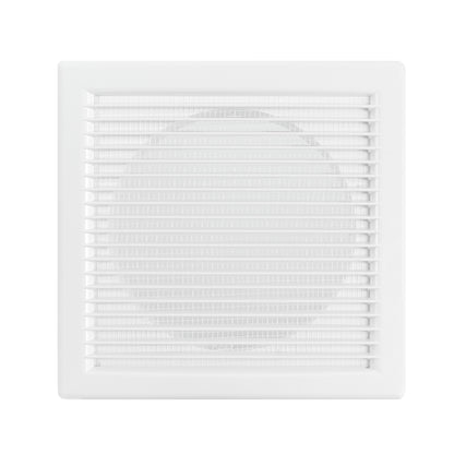 White square Louvre vent with horizontal grille and fly mesh
