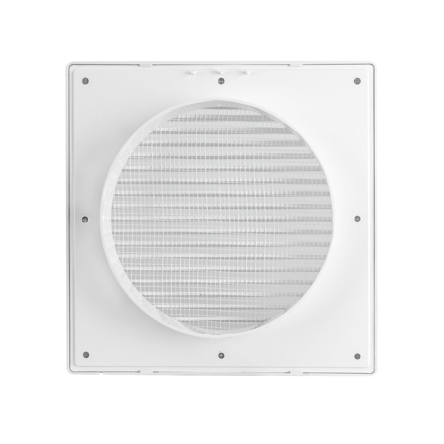 White vent faceplate with circular mesh opening and fixing points