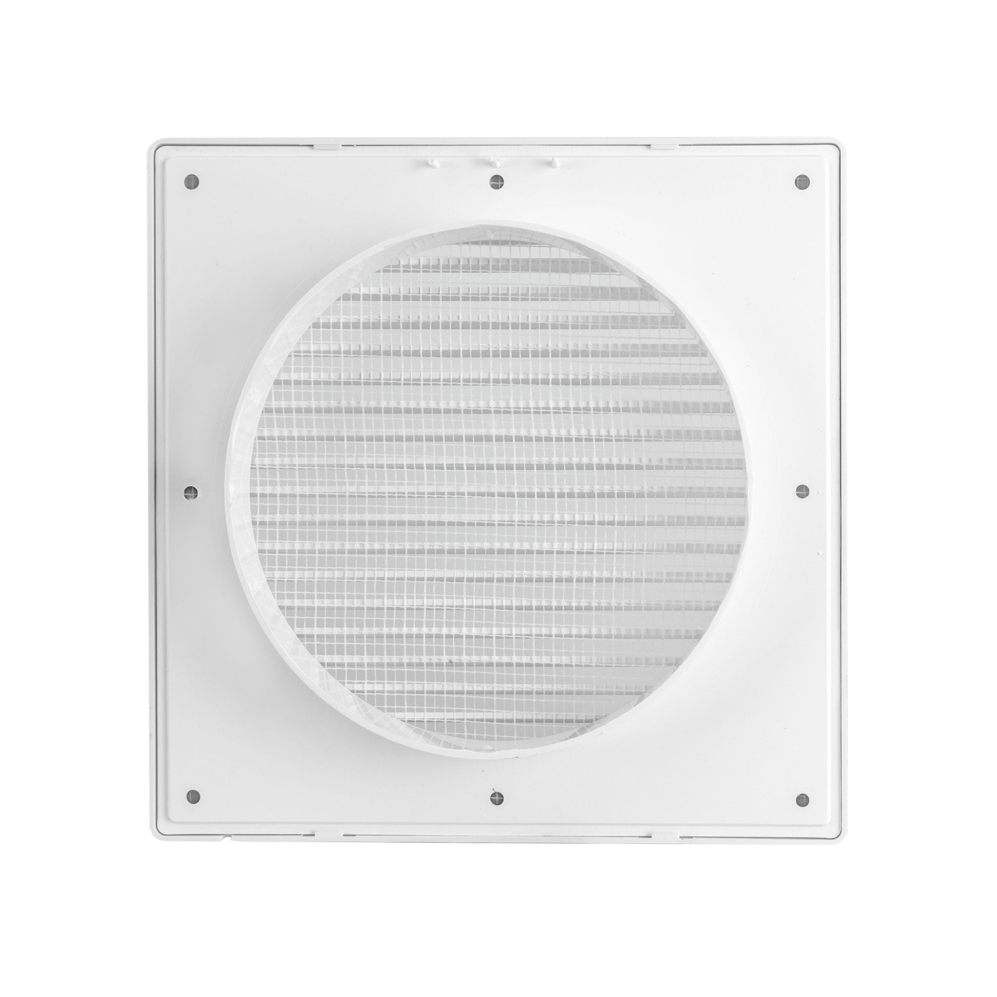 White vent faceplate with circular mesh opening and fixing points
