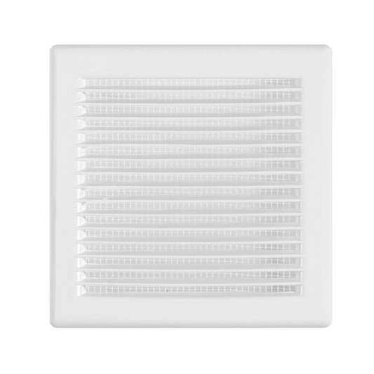 White louvre vent with fine fly mesh, square grille panel