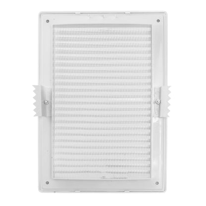 White smart Louvre vent with fly mesh and horizontal slats, 140 x 210 mm