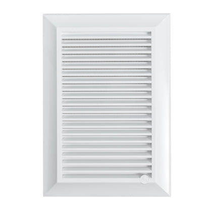 White Louvre vent panel with horizontal slats, 140 x 210 mm