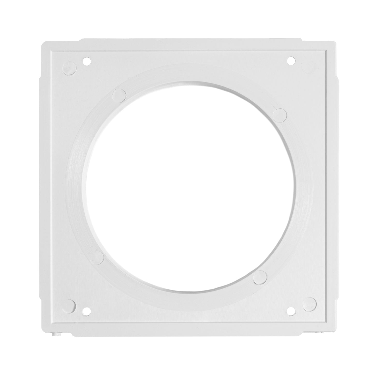 Square mounting frame with round opening for ventilation duct