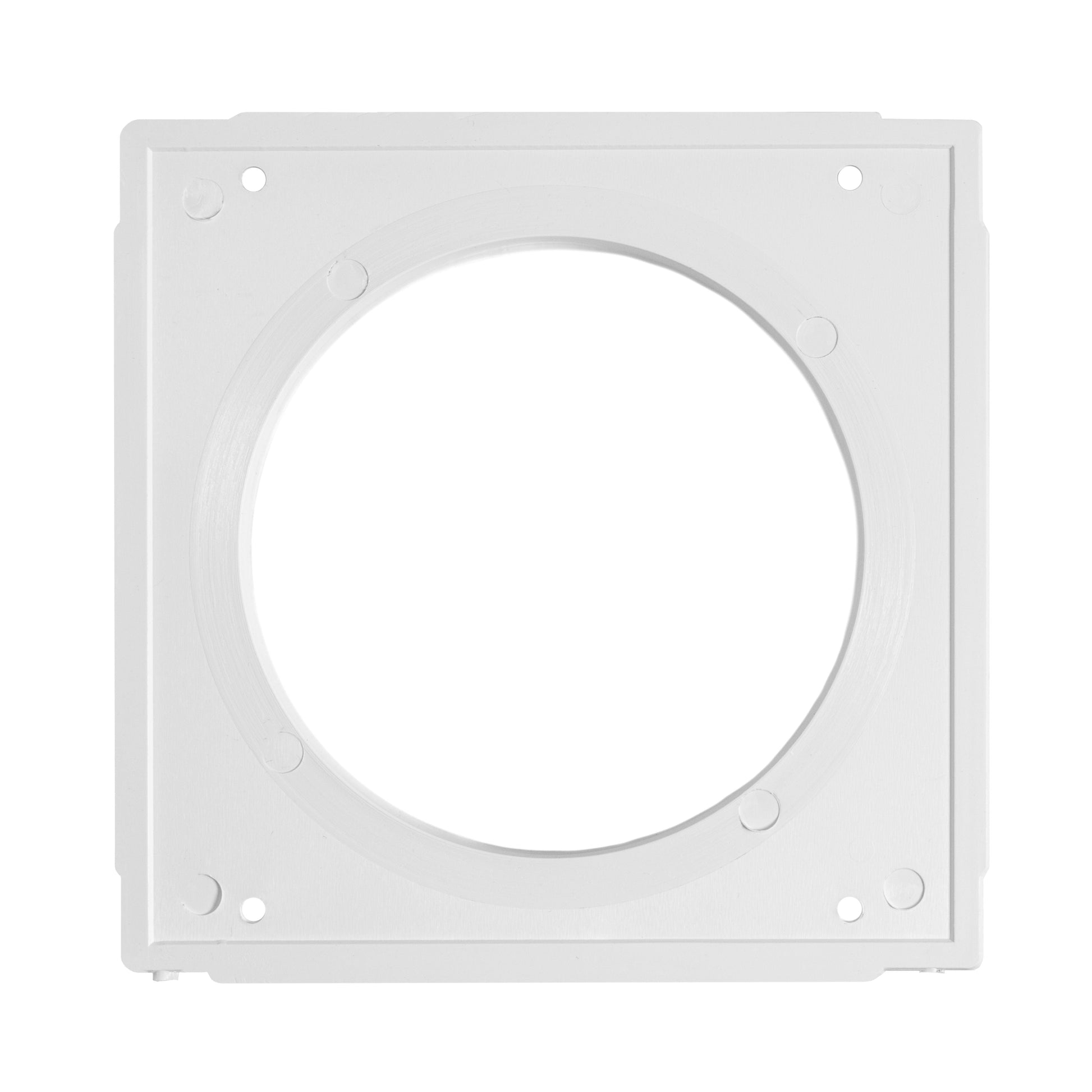 Square mounting frame with round opening for ventilation duct