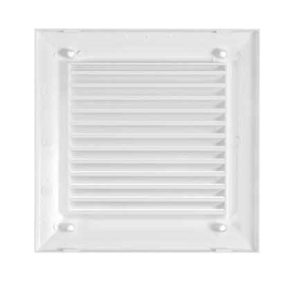Square wall grille insert with horizontal louvers and white frame