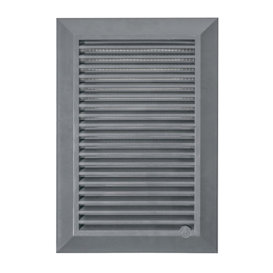 Graphite smart Louvre vent grille, 140 x 210 mm, with fly mesh