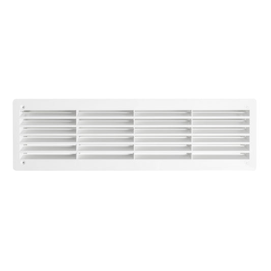Door louvre vent grille, white, rectangular with fixed horizontal blades