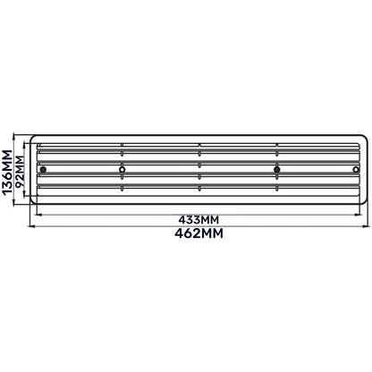 Door louvre vent KD 90x445mm front view with 433mm and 462mm
