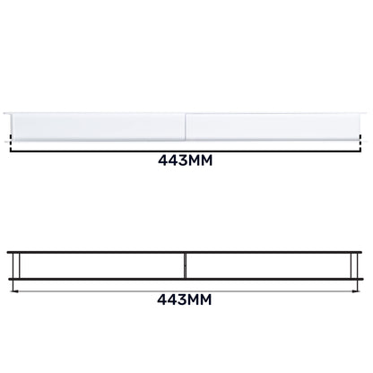 Door louvre vent KD 90x445mm horizontal layout diagram with 443mm span