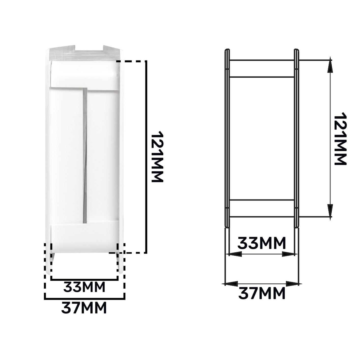 Door louvre vent 121mm height, 37mm width, 33mm opening (KD 90mm–445mm)