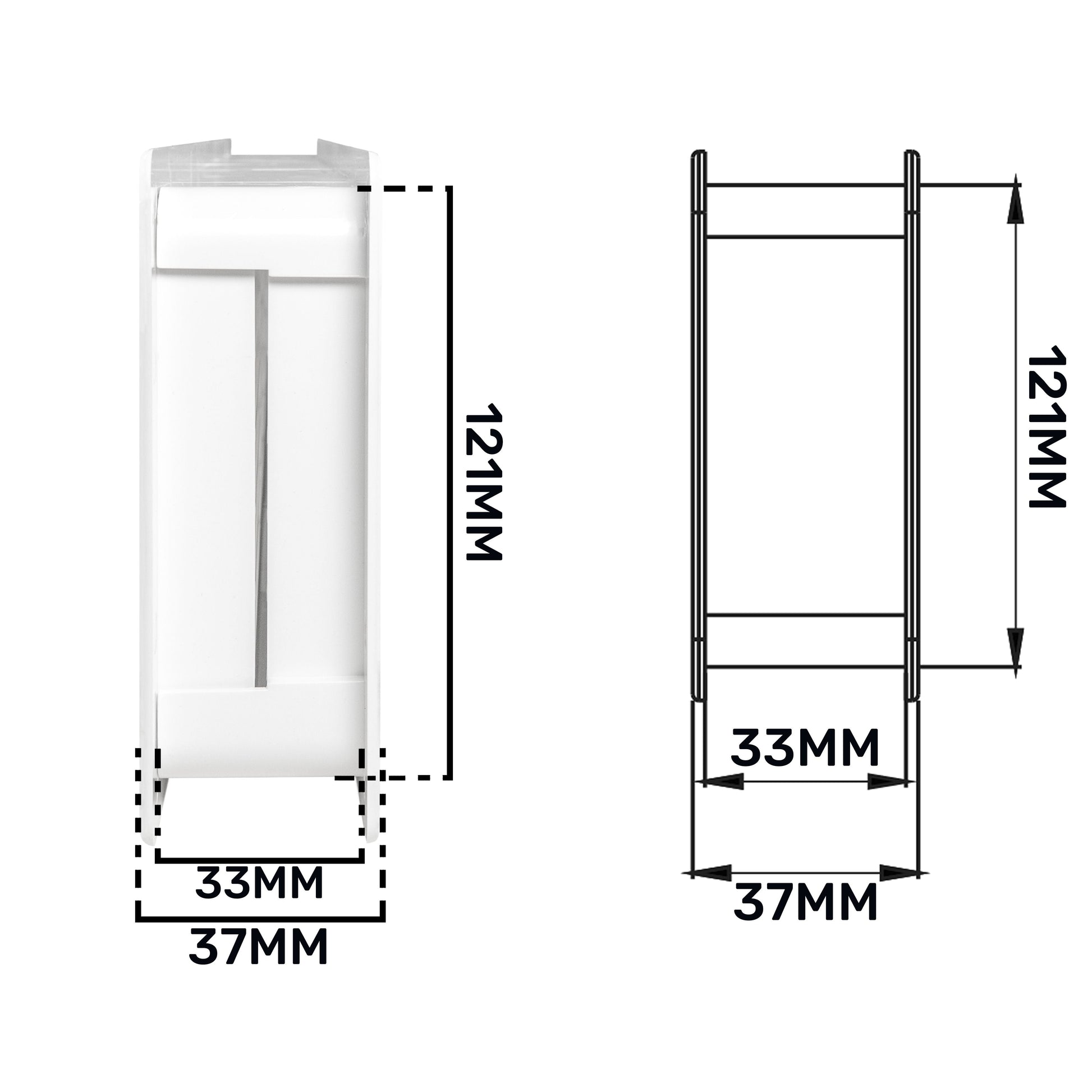 Door louvre vent 121mm height, 37mm width, 33mm opening (KD 90mm–445mm)