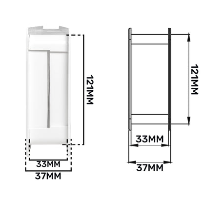 Door louvre vent 121mm height, 37mm width, 33mm opening (KD 90mm–445mm)
