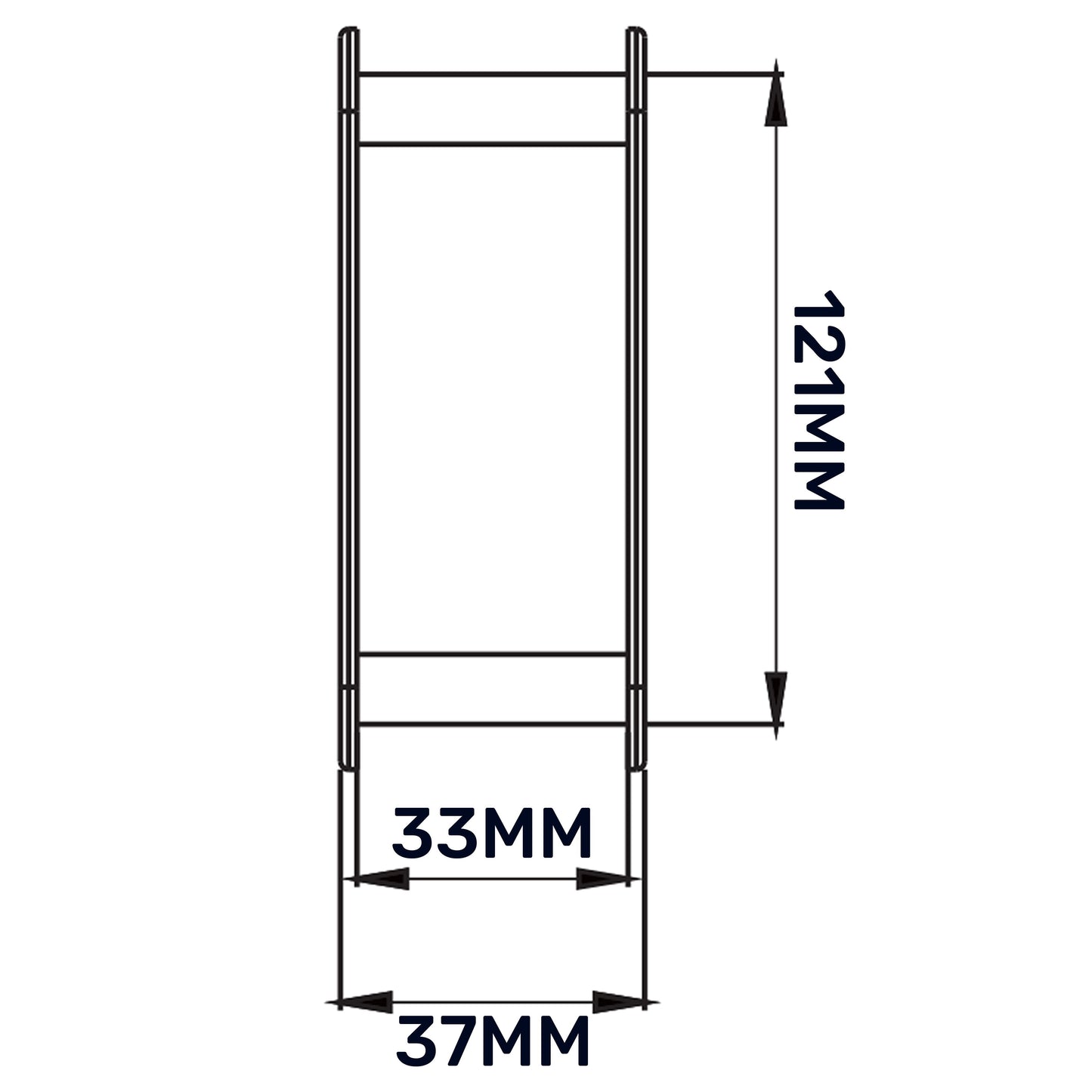 Door louvre vent KD 90x445mm side profile with 121mm depth
