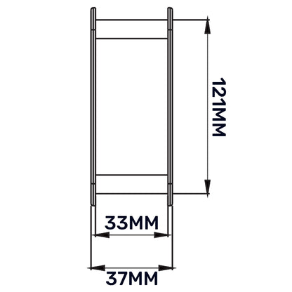 Door louvre vent KD 90x445mm side profile with 121mm depth